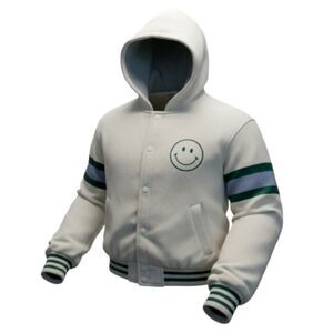 Girls No Comment White & Light Blue Smiley Face Hoodie - Size: M (10/12)